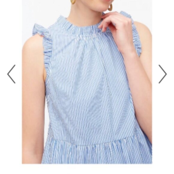 J. Crew Factory Tiered Ruffle Blue & White Stripe Midi Sundress 2 - Picture 2 of 7